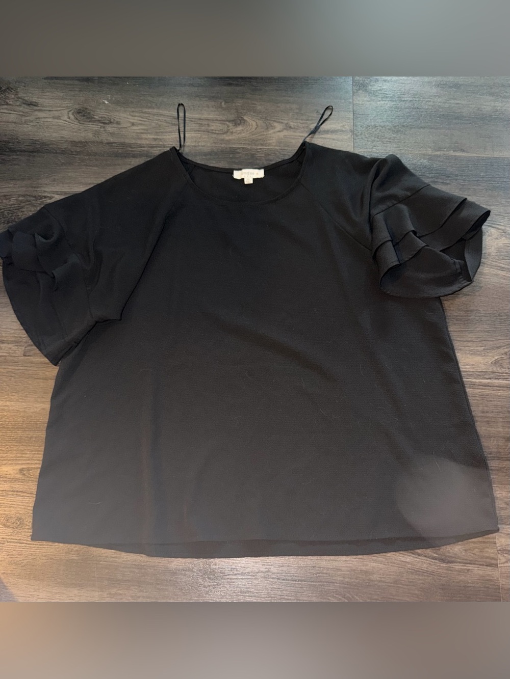 Umgee Black Ruffle Sleeve Blouse